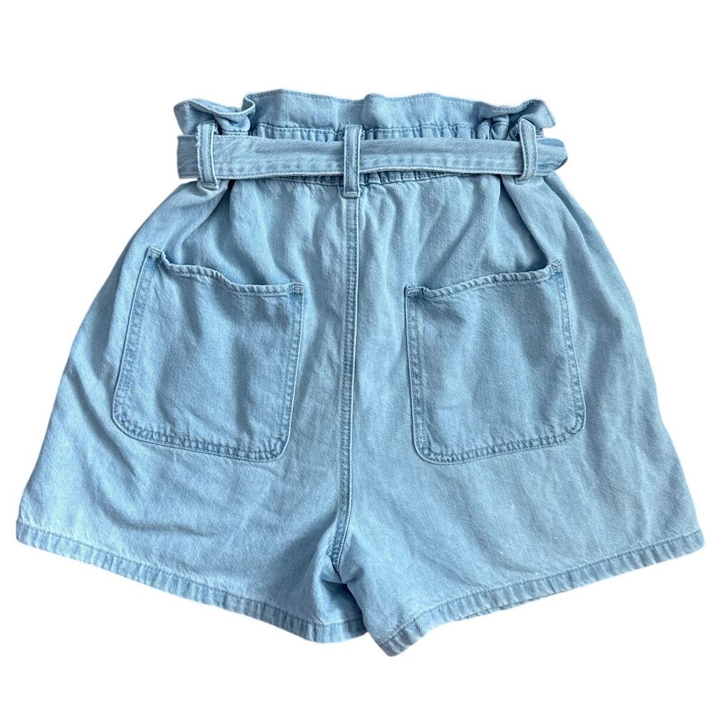 Loft‎ Belted Paperbag Waist Pull-On Soft Denim Shorts Light Blue Size XS - Picture 5 of 8